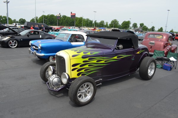 flamed hotrod ford coupe roadster