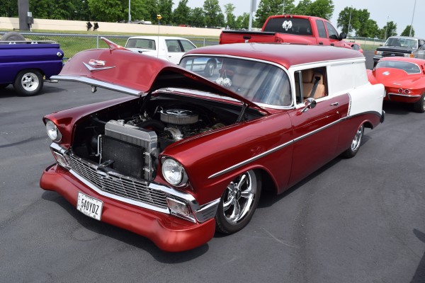 lowered 1956 chevy nomad wagon hot rod