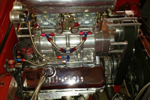 supercharged engine in a chevy nova drag car