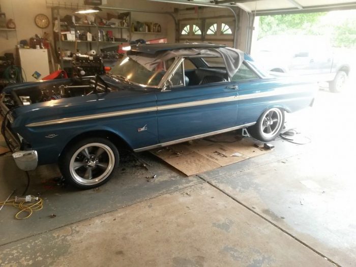 muscle car project in a garage
