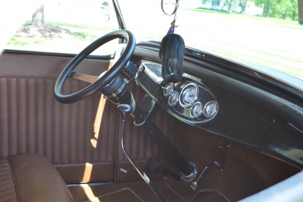interior of a custom 1932 ford highboy roadster hotrod