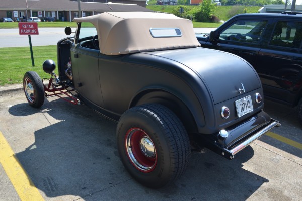 rear quarter view of a 1932 ford highboy roadster hotrod