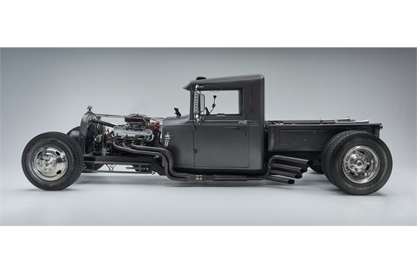 side profile view of a 1928 ford hotrod truck