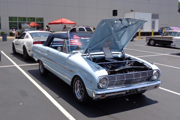 vintage ford falcon convertible at car show