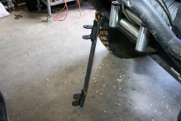 tow bar mounting brackets on a fabricated bar