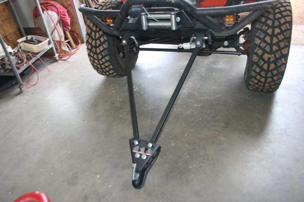 tow bar installed on a jeep wrangler
