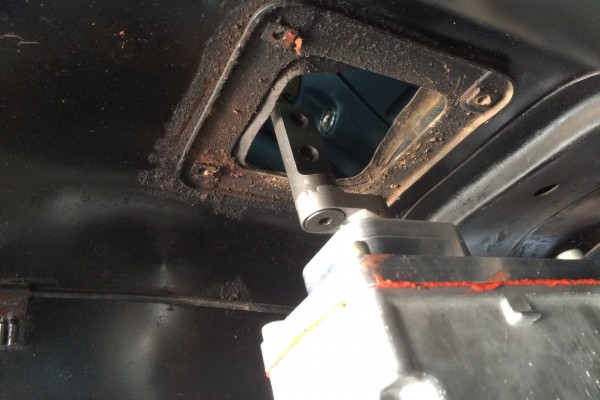 hole in car floor for custom shift lever install