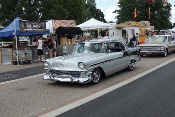 1956 silver chevy bel air in parade