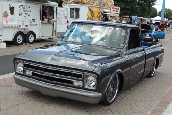 lowered chevy truck in parade