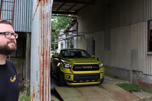 toyota trd tundra in a an old warehouse factory