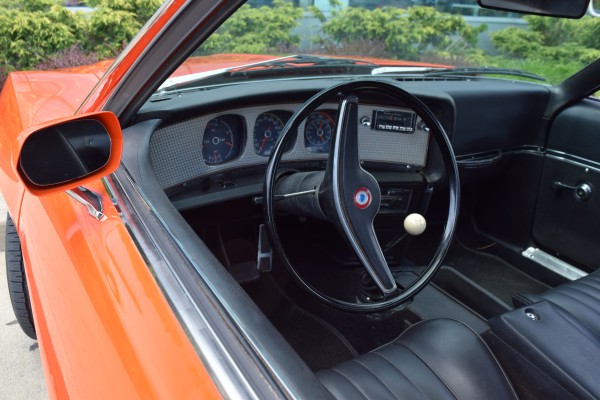 interior view of an amc javelin amx muscle car