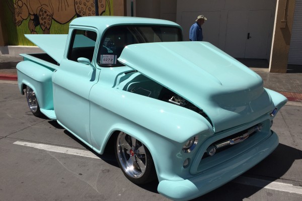 customized chevy pickup truck at Hot August Nights 2016