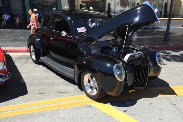 custom black hotrod coupe at Hot August Nights 2016