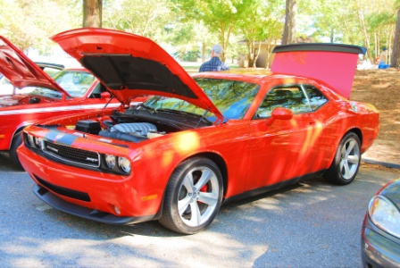 late model dodge challenger at car show