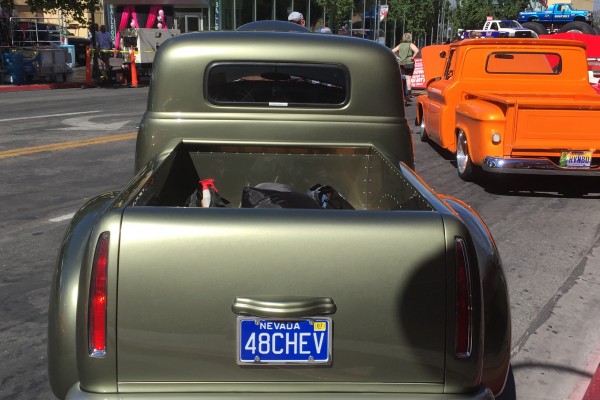 rear view of a customized 1948 chevy pickup