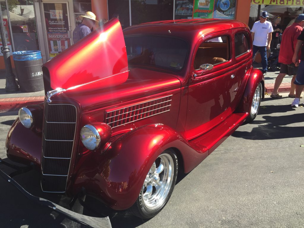 side view of a custom 1935 ford at 2016 Hot August Nights