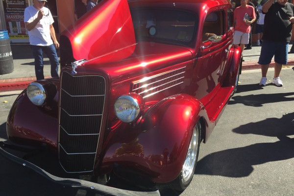front view of a custom 1935 ford at 2016 Hot August Nights