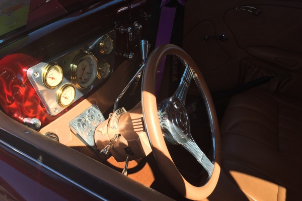 interior of a custom 1935 ford at 2016 Hot August Nights