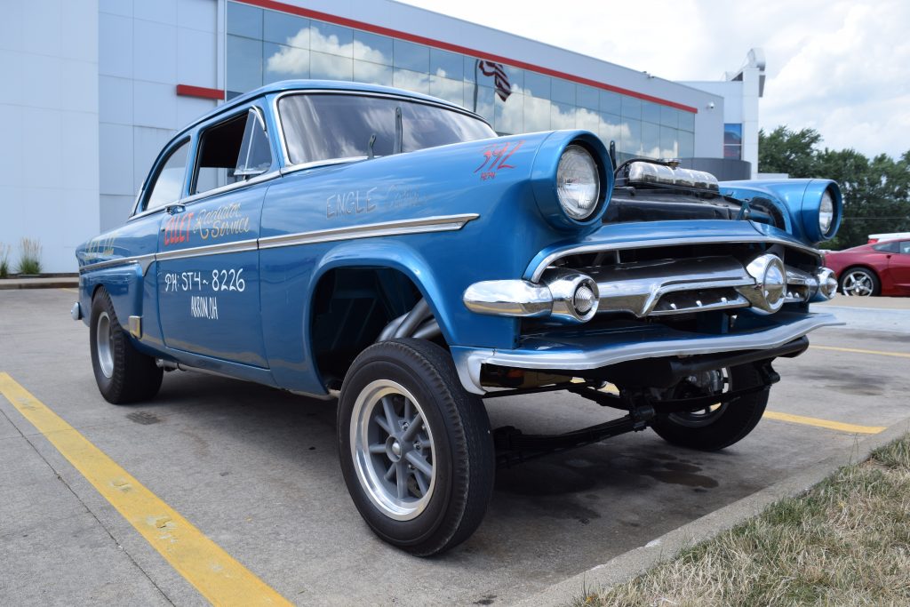 front quarter view of a 1952 ford gasser