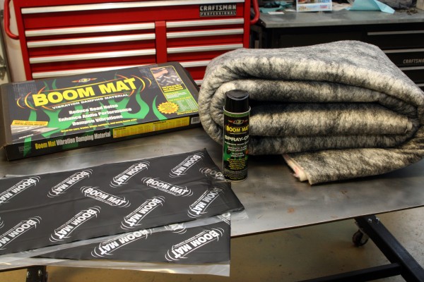 boom mat sound proofing kit on workbench