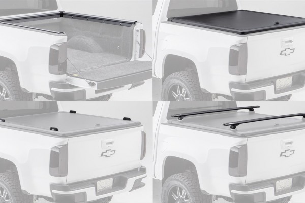 composite photo of truck bed rack configurations