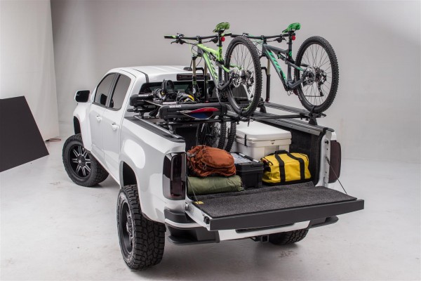 truck with bike rack over cargo box