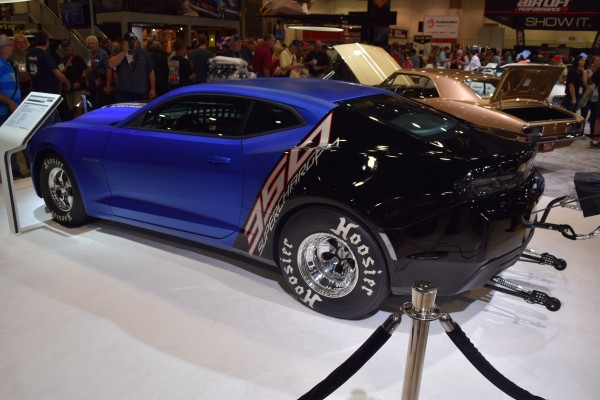 late model chevy camaro drag car on display at SEMA 2016
