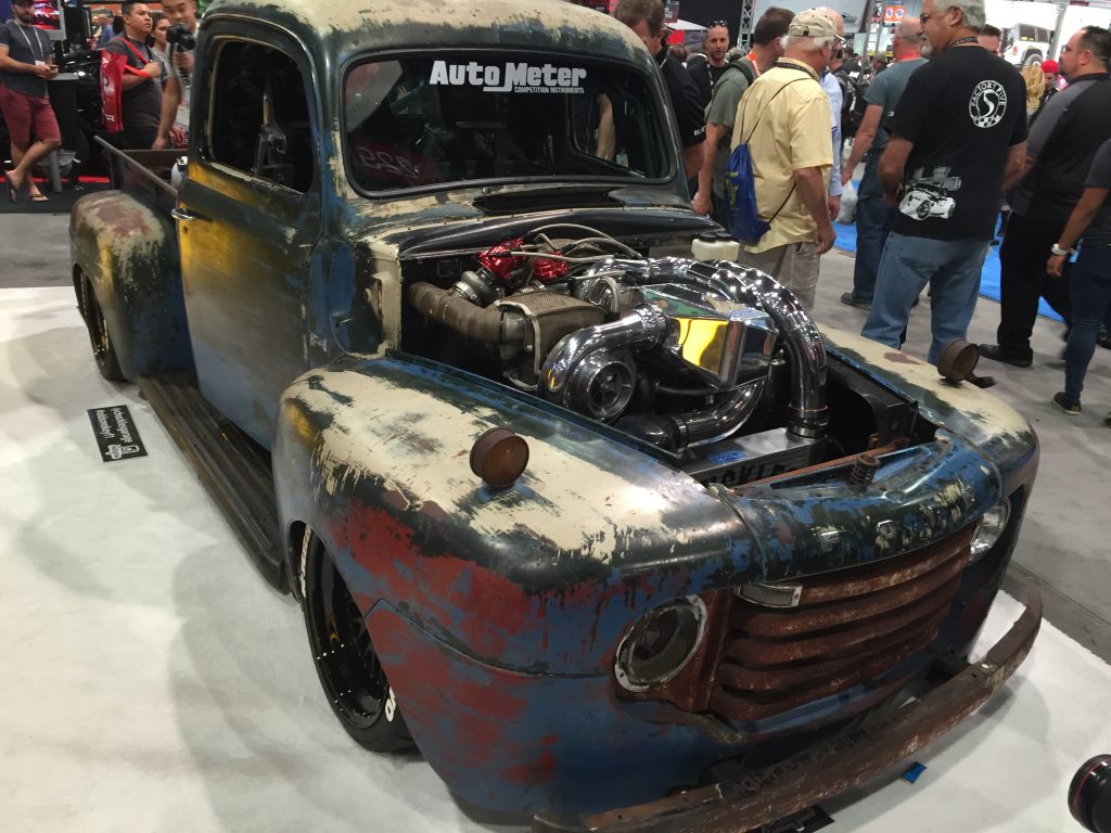vintage ford truck rat rod with turbocharged engine