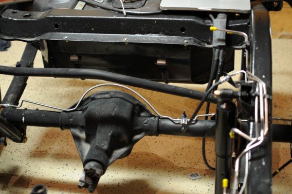 rear axle and frame of a jeep wrangler yj with fresh brake lines