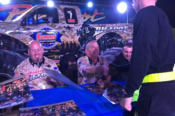 bigfoot drivers signing autographs and meeting troops