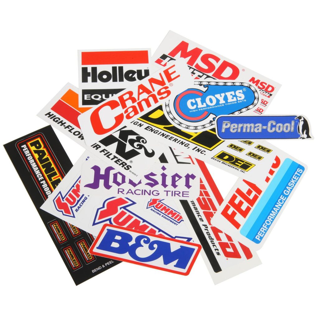 collection of hot rod car stickers