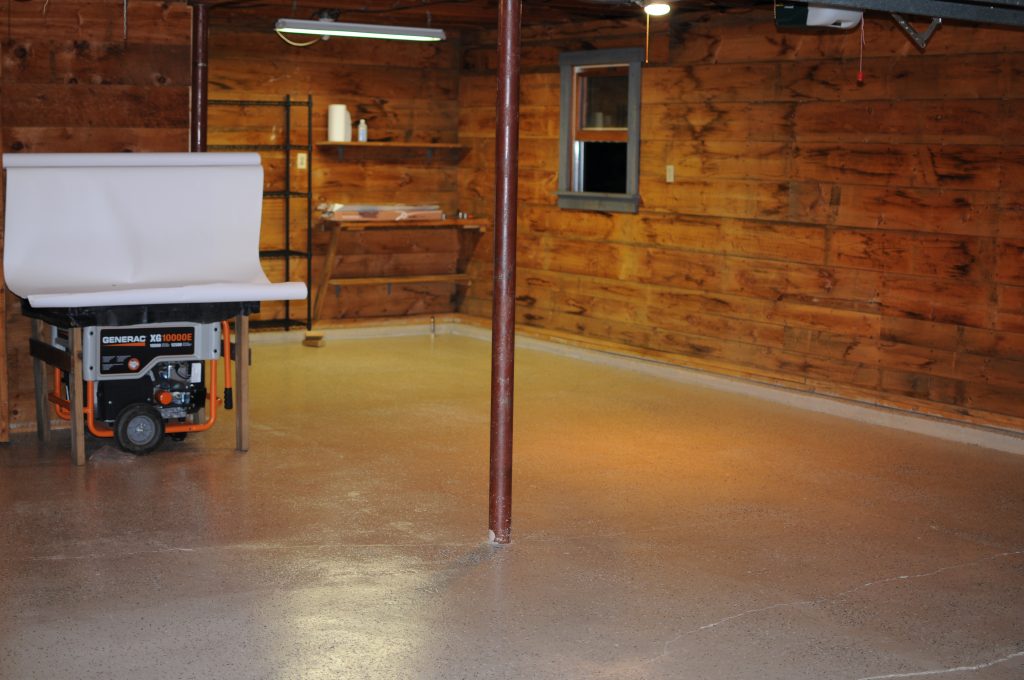 clean garage with painted floor