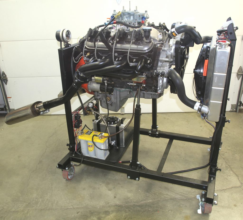 engine installed on summit racing engine run stand