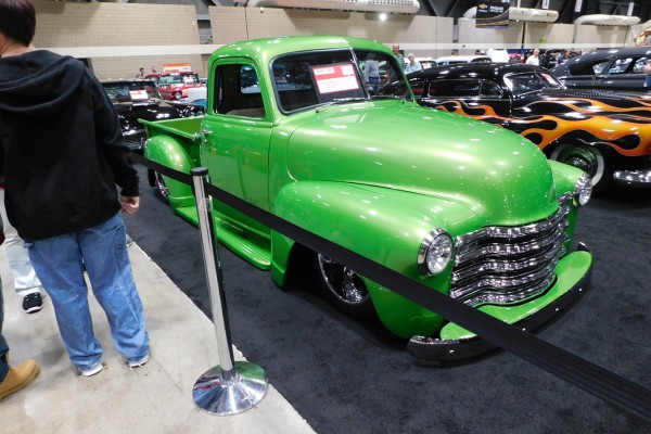 green custom chevy 3100 pickup truck