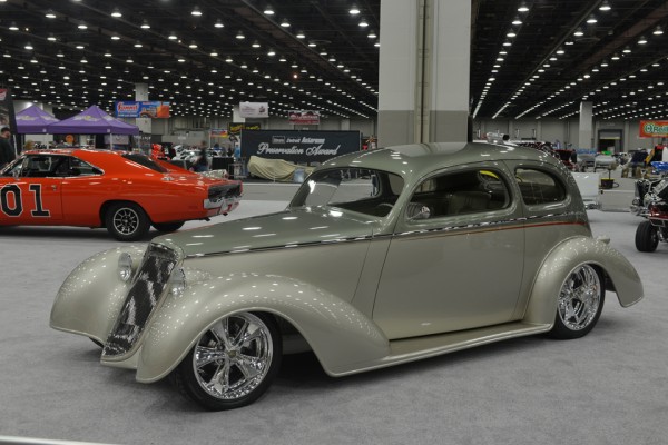 customized coupe at indoor car show