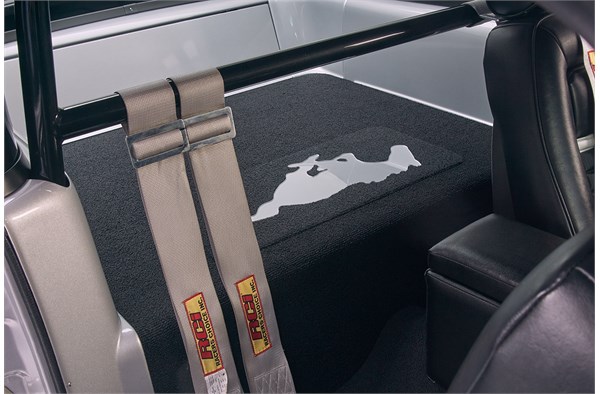 rear deck panel of a custom ford mustang