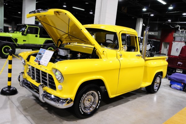 yellow chevy apache truck custom at 2017 Chicago World of Wheels