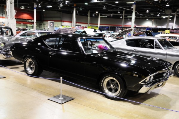 black chevy chevelle ss muscle car at 2017 Chicago World of Wheels