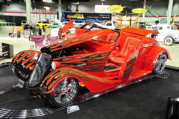 flamed hot rod show car at 2017 Chicago World of Wheels