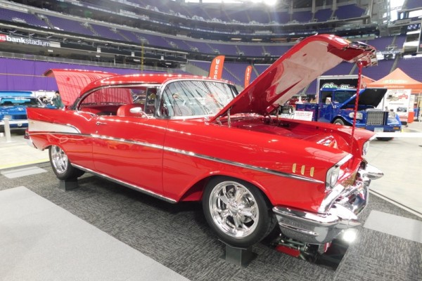 red 1957 chevy bel air show car from 2017 Minneapolis world of wheels