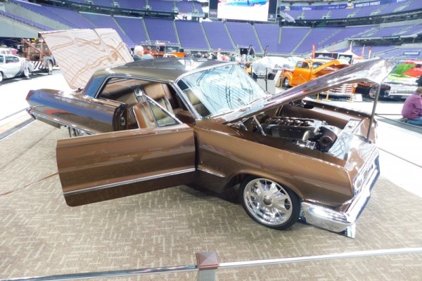 custom chevy impala lowrider on display from 2017 Minneapolis world of wheels