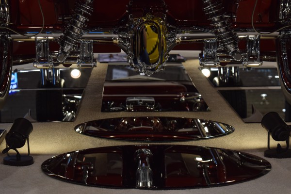 mirrors underneath a car at a show to display chassis and undercarriage
