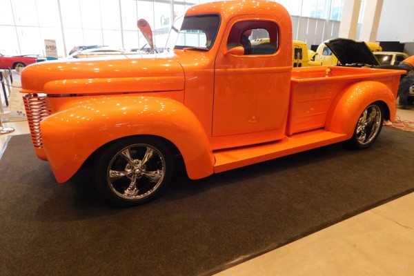orange hot rod pickup truck from Winnipeg world of wheels 2017