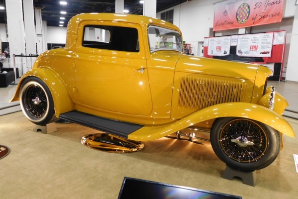yellow ford hotrod 3 window coupe from Boston world of wheels 2017