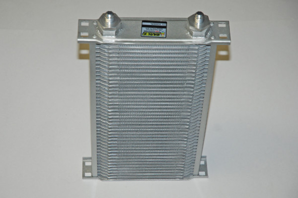 an earl's fluid cooler sitting vertically on a table