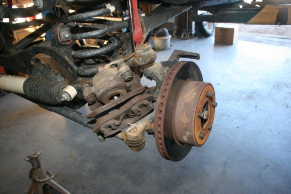 brake axle and disc assembly with caliper removed