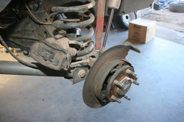 axle hub with brake rotor and caliper removed