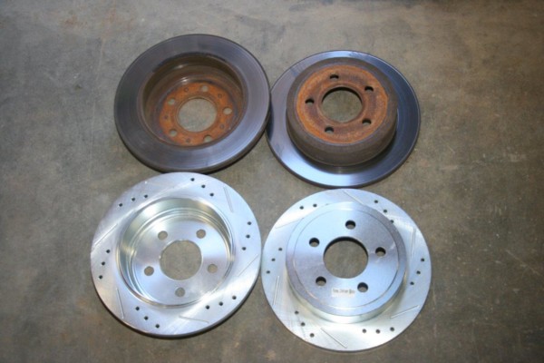 old/new side by side comparison of brake rotors