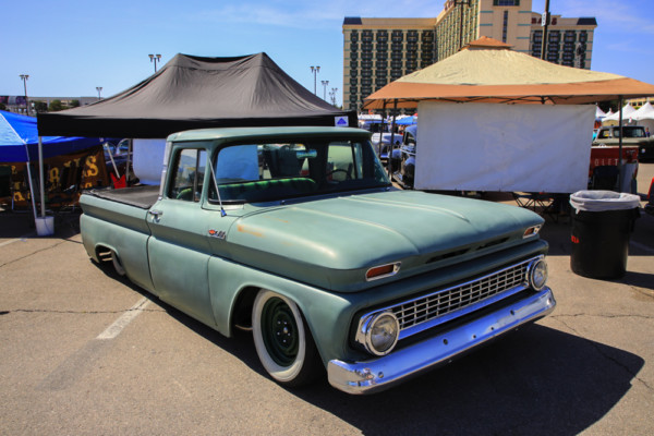 chevy c10 custom vintage truck at a car show
