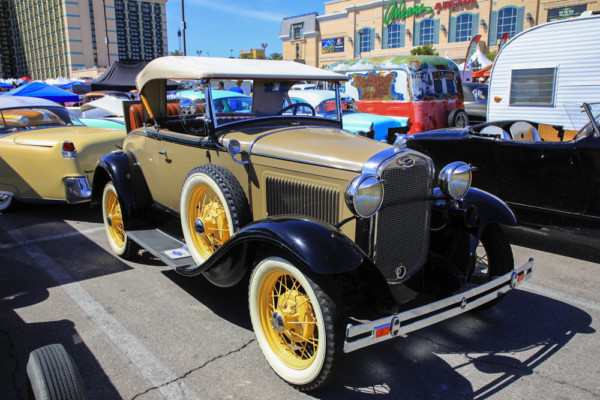 period ford roadster at a car show